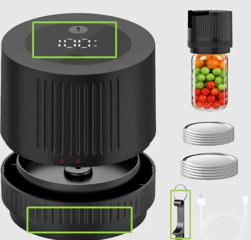 Electric Mason Jar Vacuum Sealer Kit for Regular & Wide Mouth Mason Jars with Auto Shut Off